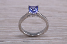 Load image into Gallery viewer, Classic Square cut Tanzanite set Platinum Solitaire