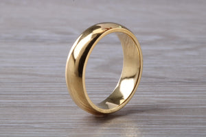 Traditional 5mm wide Court Profile 18ct Yellow Gold Wedding Band