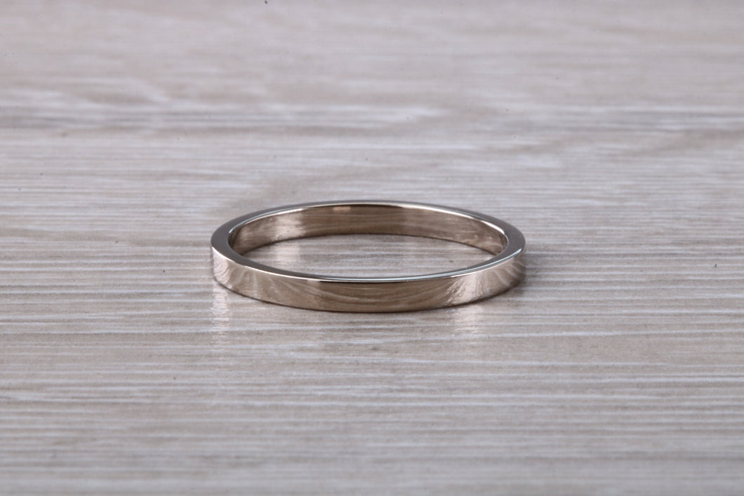 2 mm Flat Profile 18ct White Gold Wedding Band