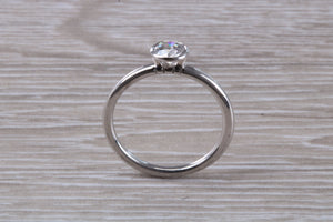 Dainty One carat Moissanite Diamond Platinum Solitaire