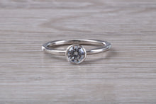 Load image into Gallery viewer, Dainty One carat Moissanite Diamond Platinum Solitaire
