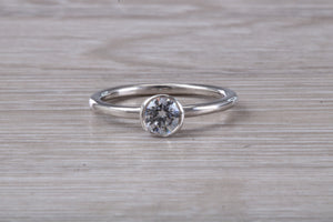 Dainty One carat Moissanite Diamond Platinum Solitaire