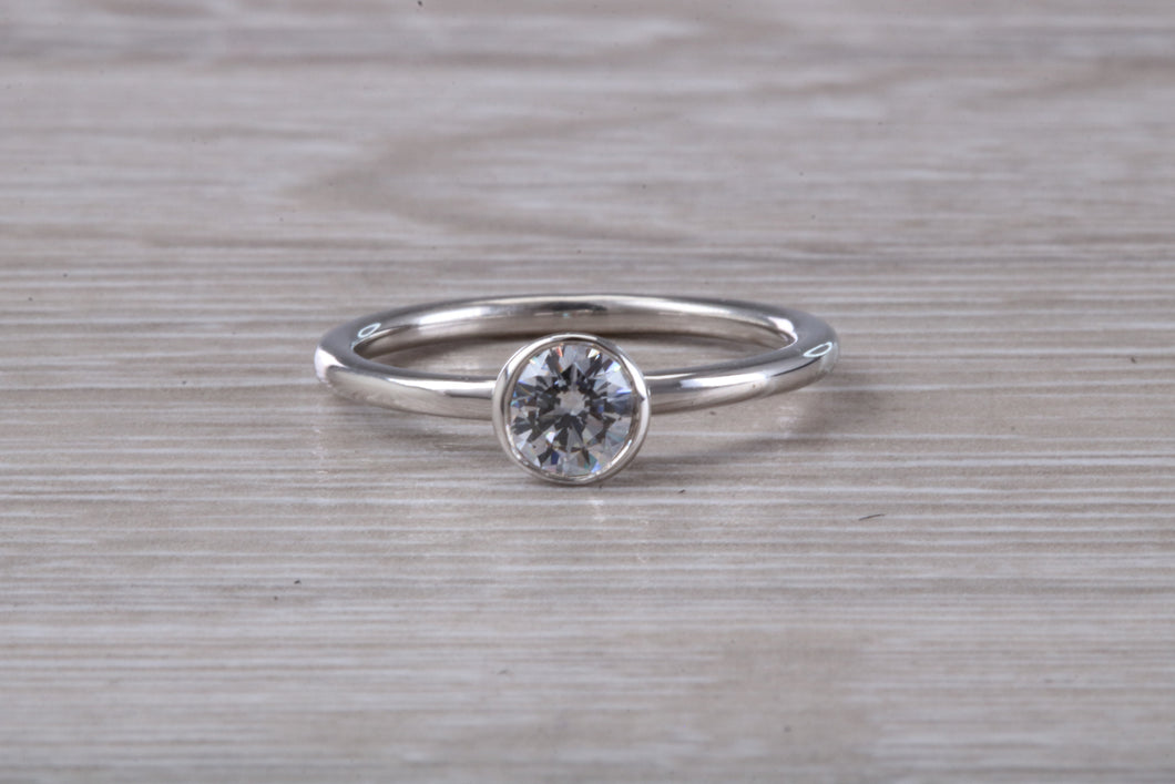 Dainty One carat Moissanite Diamond Platinum Solitaire
