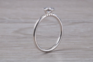 Dainty One carat Moissanite Diamond Platinum Solitaire