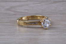 Load image into Gallery viewer, Beautiful Charles and Colvard 1 carat Mossainte with Natural Diamonds set Ring