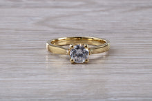 Load image into Gallery viewer, Beautiful One carat Mossainte Diamond set 18ct Yellow Gold Solitaire