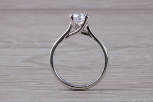 Chunky Platinum One carat Moissanite Diamond Solitaire
