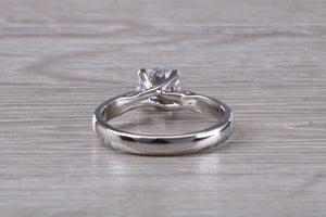 Chunky Platinum One carat Moissanite Diamond Solitaire