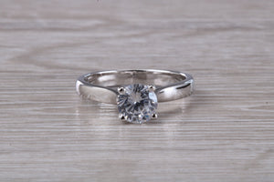 Chunky Platinum One carat Moissanite Diamond Solitaire
