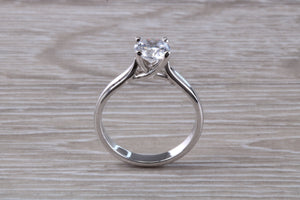 Chunky Platinum One carat Moissanite Diamond Solitaire