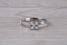 Load image into Gallery viewer, Princess cut One carat Moissanite Diamond set Platinum Solitaire