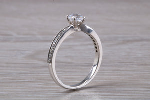 Petite Twist Shank Diamond Engagement Ring