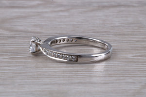 Petite Twist Shank Diamond Engagement Ring