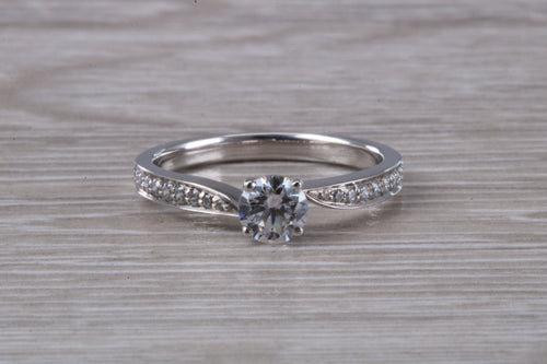 Petite Twist Shank Diamond Engagement Ring