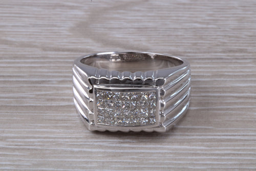 Chunky Gents Very Dressy Diamond set 18ct White Gold Ring