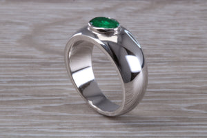 Gents Chunky One carat Natural Emerald set Ring