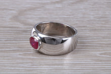Load image into Gallery viewer, Gentlemens chunky natural Ruby set Ring, oval cut weighing 1.23ct weight,Sterling Silver