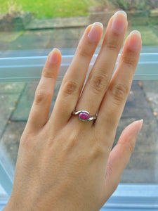 1.25 carat Oval Cabochon cut Ruby set White Gold Ring
