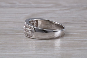 Three Row, 5 mm wide Diamond set Ring