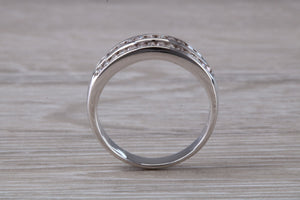 Three Row, 5 mm wide Diamond set Ring