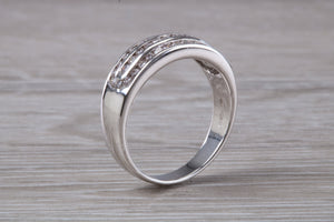 Three Row, 5 mm wide Diamond set Ring