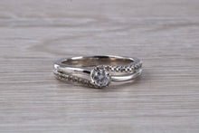 Load image into Gallery viewer, Twist Shank Shoulder Diamond set White Gold Ring