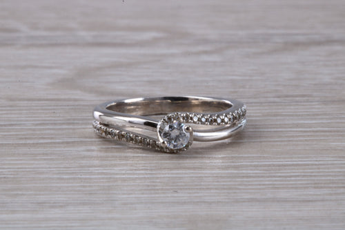 Twist Shank Shoulder Diamond set White Gold Ring