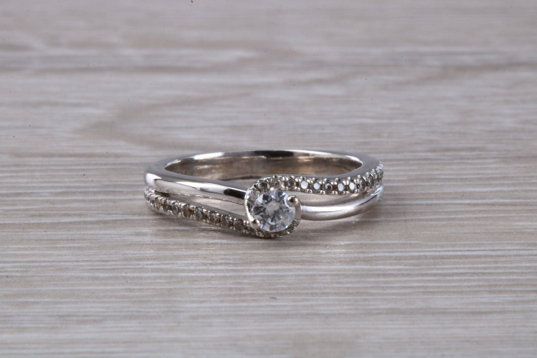 Twist Shank Shoulder Diamond set White Gold Ring