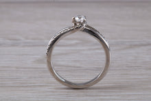 Load image into Gallery viewer, Twist Shank Shoulder Diamond set White Gold Ring