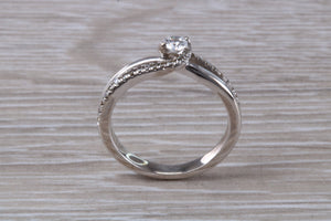 Twist Shank Shoulder Diamond set White Gold Ring