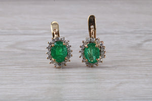 Emerald and Diamond set Yellow Gold Earrings