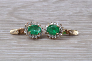 Emerald and Diamond set Yellow Gold Earrings