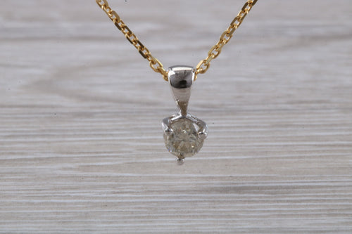 Simple and Elegant Diamond Solitaire set Two Tone Gold Necklace