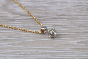 Simple and Elegant Diamond Solitaire set Two Tone Gold Necklace