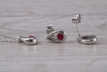 Load image into Gallery viewer, Round cut Burmese Ruby set Necklace With Matching Earrings