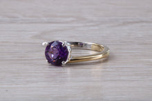 Load image into Gallery viewer, Two carat Amethyst set in 18ct White and Yellow Gold Twist Ring