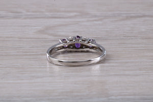 Amethyst and Diamond set White Gold Ring