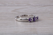 Load image into Gallery viewer, Amethyst and Diamond set White Gold Ring