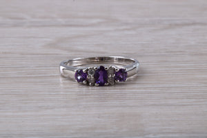 Amethyst and Diamond set White Gold Ring