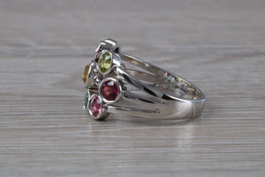 Multi Gemstone set 13 mm wide Bubble Ring