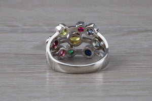 Multi Gemstone set 13 mm wide Bubble Ring