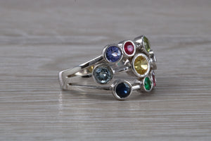 Multi Gemstone set 13 mm wide Bubble Ring