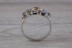 Multi Gemstone set 13 mm wide Bubble Ring