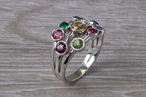 Multi Gemstone set 13 mm wide Bubble Ring