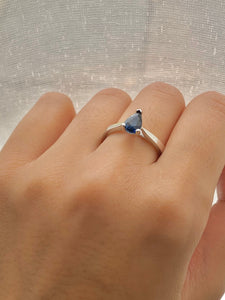 Pear Drop cut Blue Sapphire Platinum Solitaire