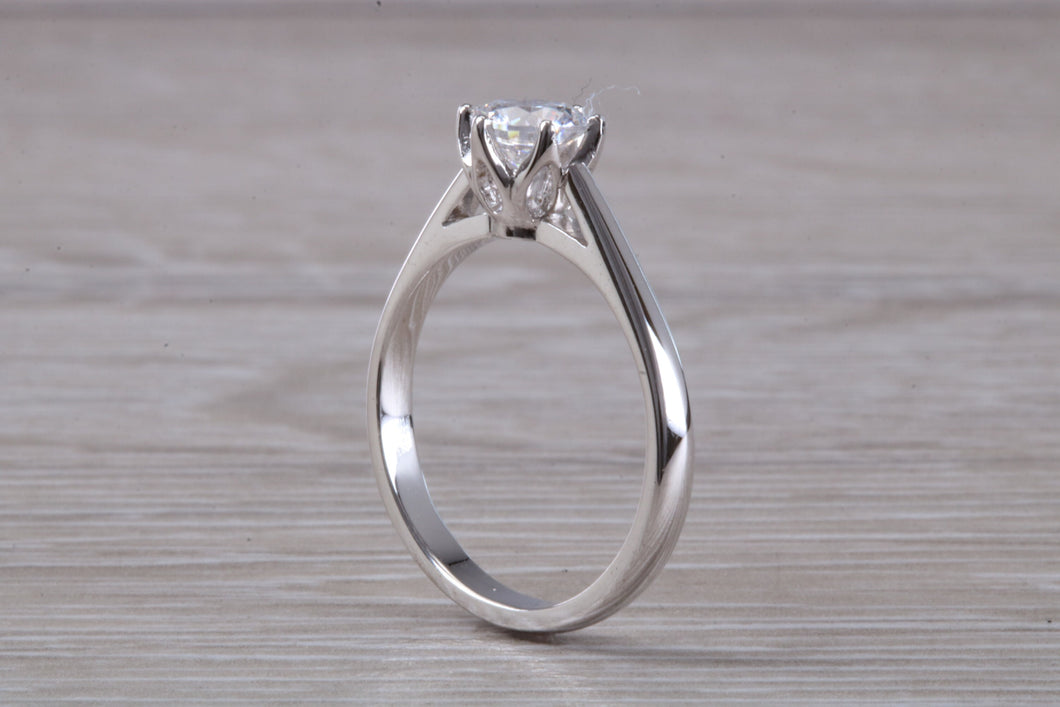 Tulip Flower Solitaire set The Ultimate Hearts and Arrows Moissanite Diamond