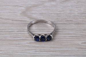 Sapphire set 18ct White Gold Trilogy Ring