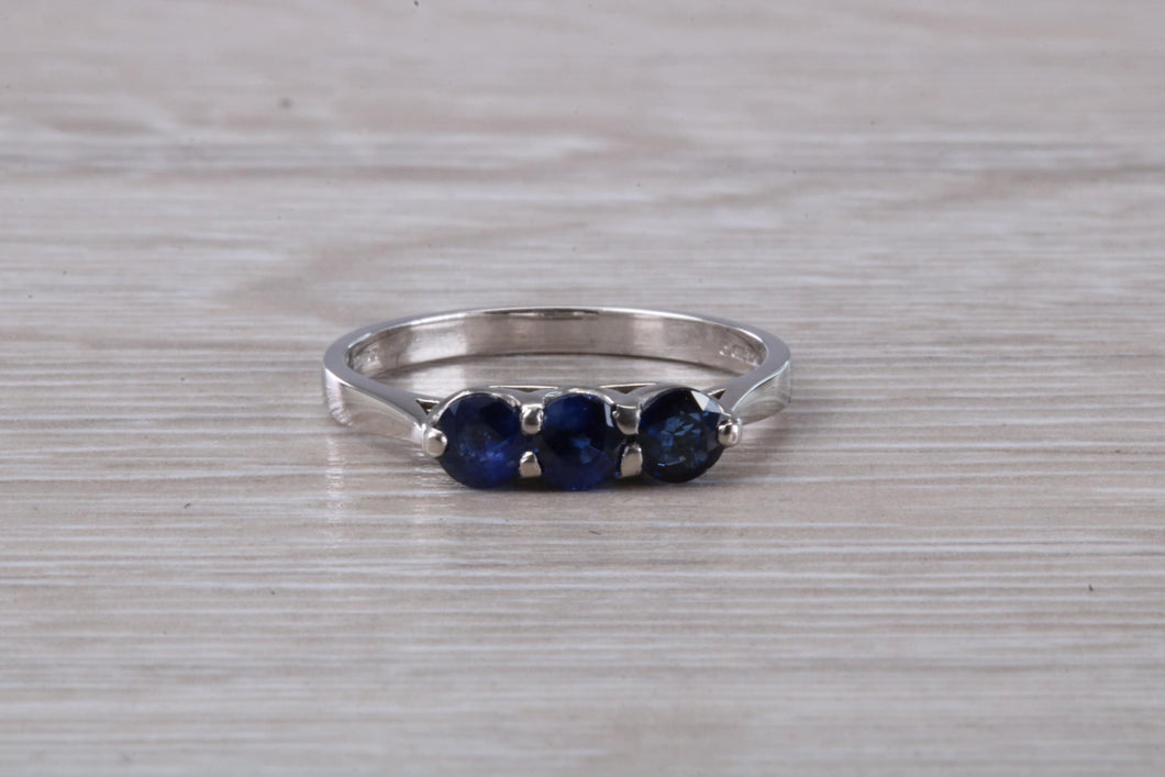 Sapphire set 18ct White Gold Trilogy Ring