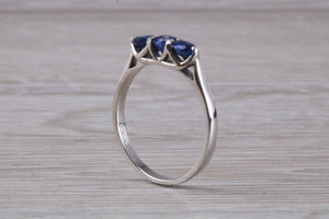 Sapphire set 18ct White Gold Trilogy Ring