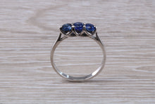 Load image into Gallery viewer, Sapphire set 18ct White Gold Trilogy Ring
